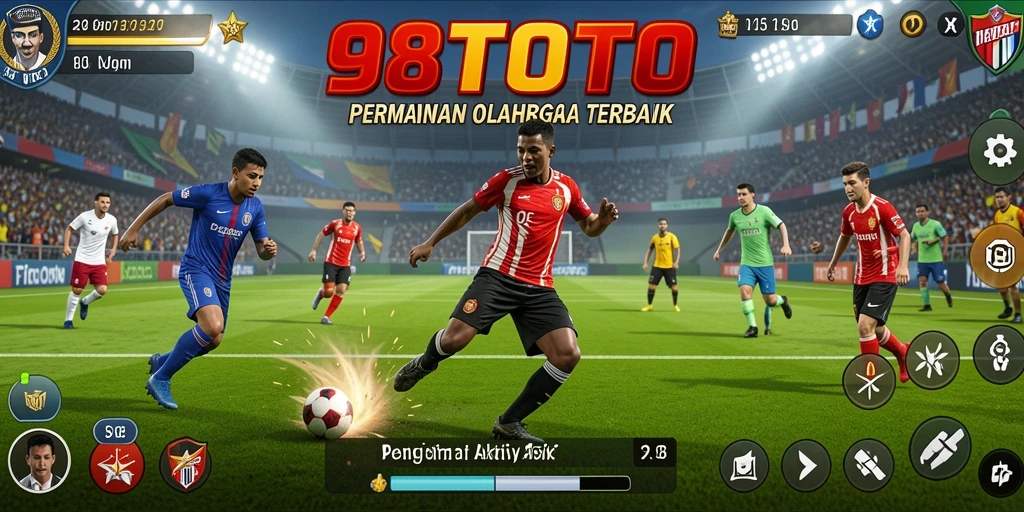 Screenshot utama 98TOTO menampilkan aksi pertandingan olahraga yang mendebarkan.