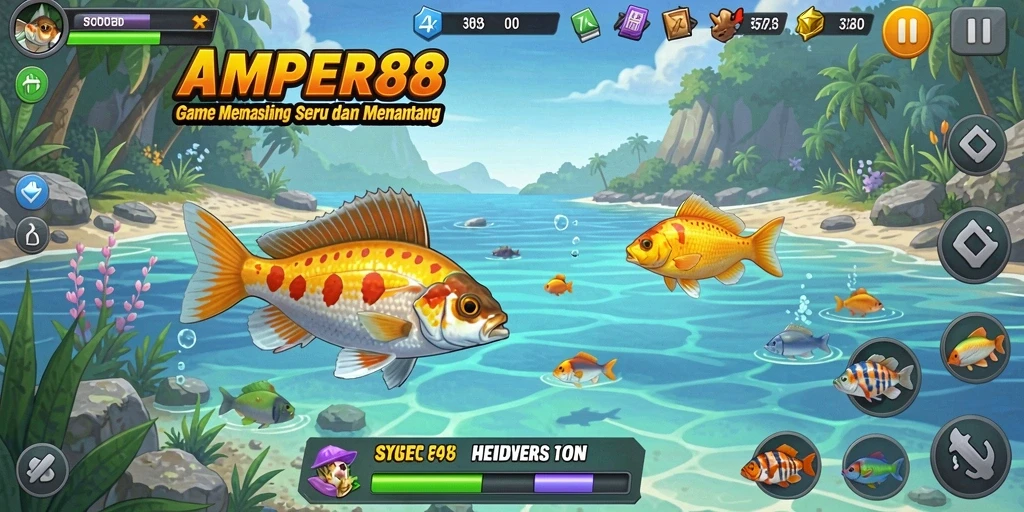 Tampilan gameplay AMPER88 yang menarik saat memancing.