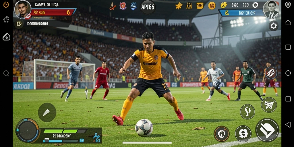 Tangkapan layar dari gameplay API66 yang menampilkan aksi olahraga yang mendebarkan.