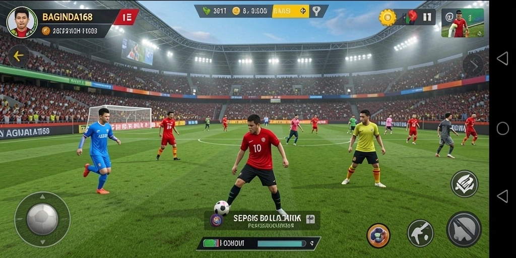 Tampilan gameplay yang menegangkan di <strong>BAGINDA168</strong>, merasakan adrenalin sejati sepak bola.