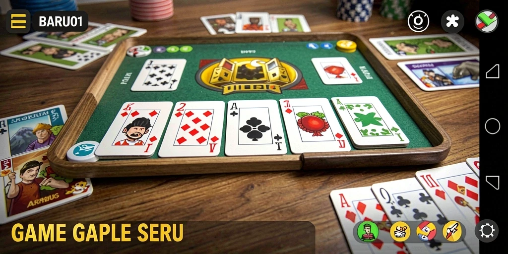 Tampilan gameplay seru dari BARU01 saat bermain Gaple.