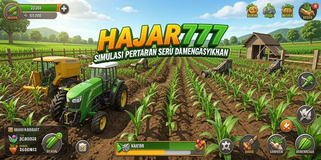 Tampilan screenshot gameplay HAJAR777 dengan ladang yang subur.