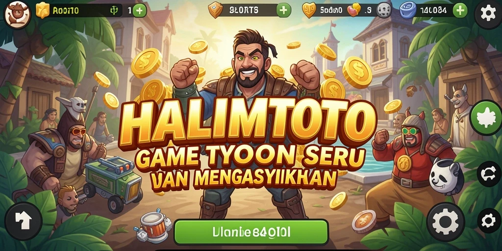 Screenshot HALIMTOTO menampilkan pengalaman gameplay dalam membangun bisnis Tycoon.