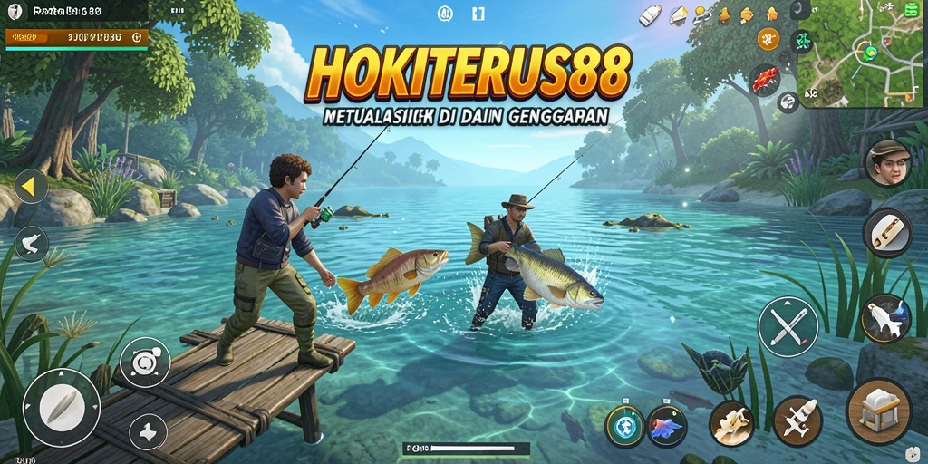 Tampilan gameplay HOKITERUS88 dengan aksi memancing yang seru.