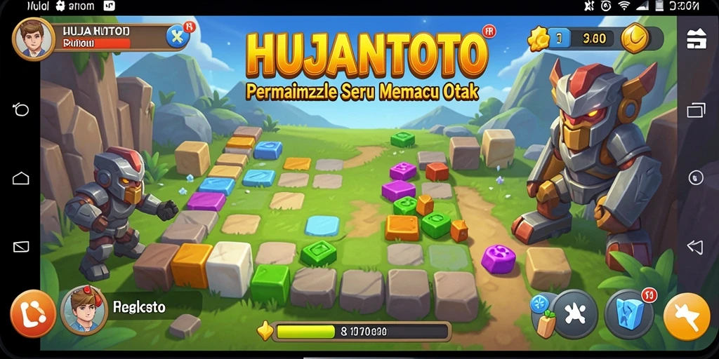 Tampilan gameplay seru HUJANTOTO yang menunjukkan berbagai level puzzle.