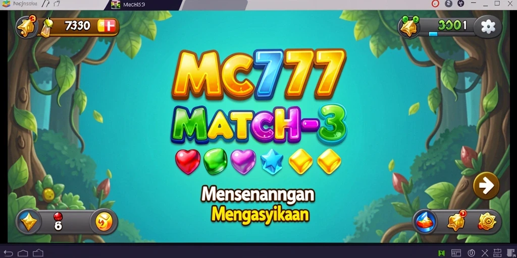 Screenshot gameplay MC777 yang menampilkan tantangan Match-3 yang seru.