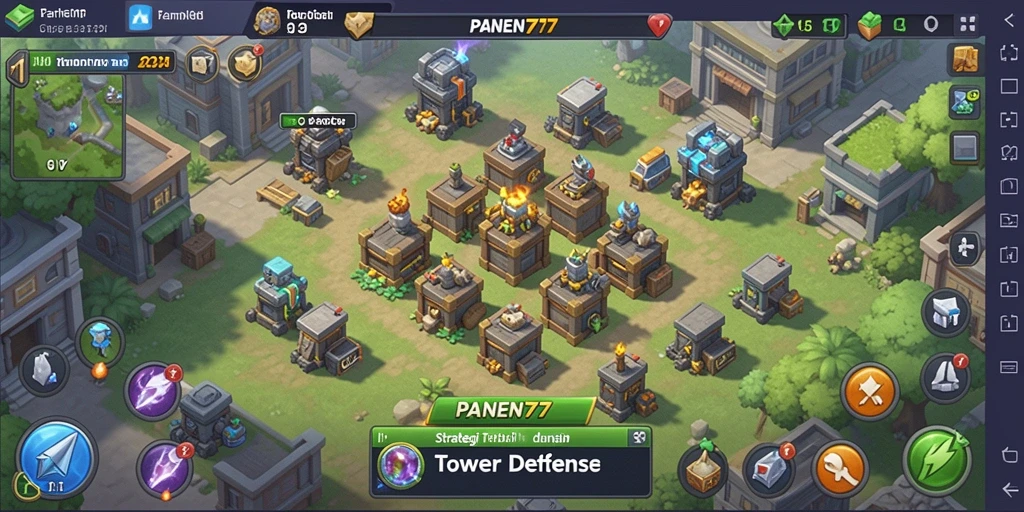 Tampilan gameplay seru di PANEN77 dengan aksi Tower Defense yang mendebarkan.