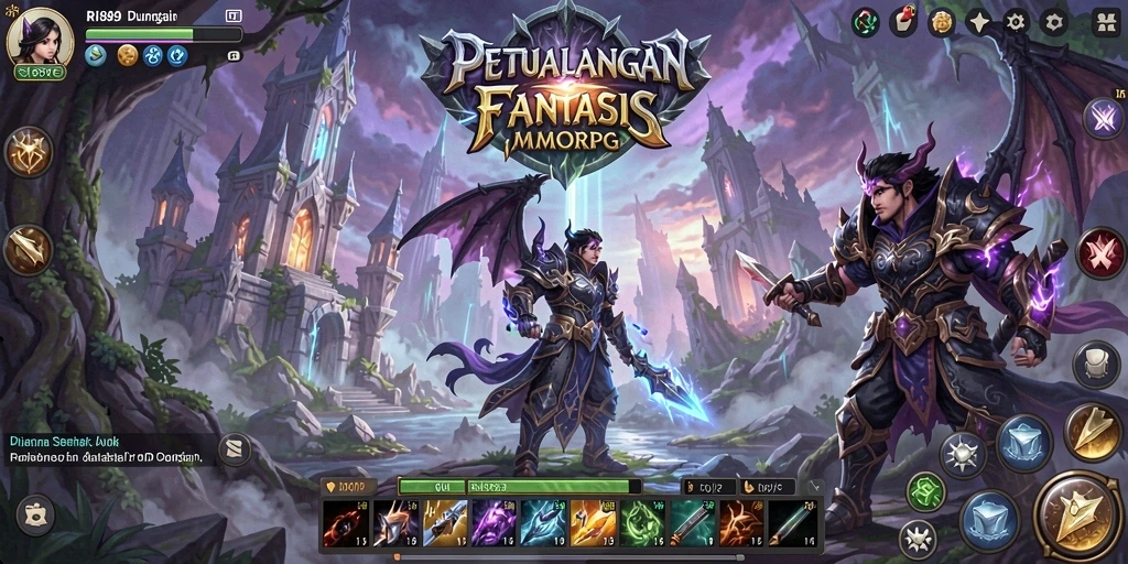 Tangkapan layar utama dari gameplay <strong>RI889</strong> yang menunjukkan petualangan epik di dunia MMORPG.