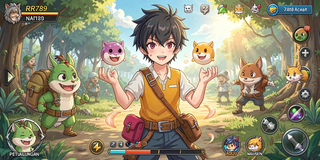 Tampilan menarik dari karakter anime dalam gameplay RR789.