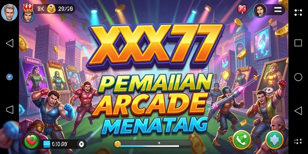 Screenshot utama XXX777 menampilkan gameplay Arcade yang penuh aksi.